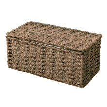 Rattan Tissue Box, Vintage Serviettenhalter, Koffer Unordnung VorratsbehäLter Deckel, Wohnzimmer Schreibtisch Dekoration (Kaffee)