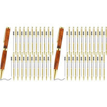 40st 7 mm Slim Pen Set med Refills Trä Rotary Pen Kit Svarv Svarvtillbehör för DIY Copper Friends Lärarstudent B