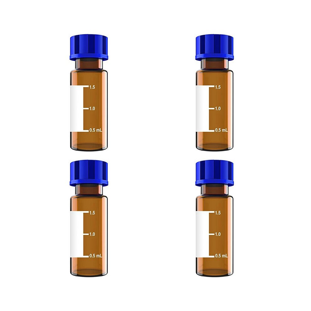 400 Pack Autosampler Vials, 2Ml Hplc Vials, 9-425 Lab Amber Vials With Write- Spot And Graduations,Screw Cap, Amber 6032592243293