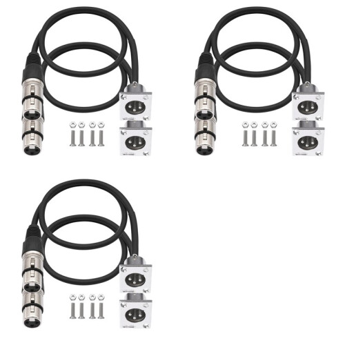 6er-Pack D-Typ-XLR-Kabel, Durchgangsstecker, D-XLR-Stecker auf Buchse für Premium-Stagebox, Patchpanel, Panelmontage 1