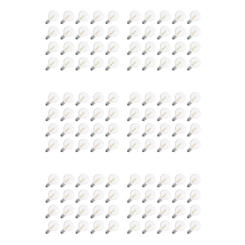 120 Pcs G40 LED Replacement Light Bulbs E12 Screw Base Shatterproof LED Globe Bulbs for Solar String Lights Warm