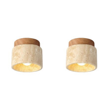 2X Japanese Style Wabi-Sabi Wooden Ceiling Lamp E27 Warm Light for Kitchen Hallway Living Room Study Hall Tea Room A