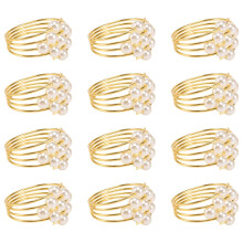 Set of 12 Gold Pearls Napkin Rings Weddings Favors Serviette Napkin Rings for Dinner Table Pearl Napkin Buckles Rings