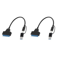 2X TypeC+USB 3.0 to  Hard Drive Adapter Cable Hard Disk Driver Converter for 2.5/3.5 Inch Mobile Hard Drive