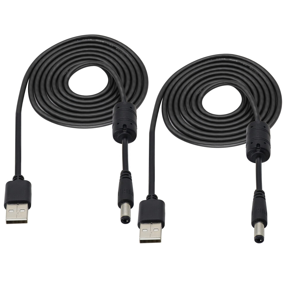 Usb To Dc 5V Power Cable 2 Pack 6Ft With Ferrite Ring 5.5X2.1mm Barrel Plug For Led Strip 9092120773330