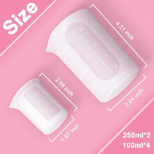 Juego de 12 Vasos Medidores de Silicona: 4 Vasos de Silicona Reutilizables de 250 Ml, 8 Vasos Medidores Antiadherentes, Vasos Mezcladores de Epoxi