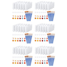 120 Strips 720 Pots Empty Paint Strips and 120 Pieces Paint Brushes,Paint Cup Clear Plastic Containers,3Ml/0.17Oz
