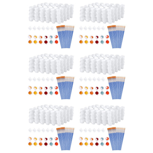 120 Strips 720 Pots Empty Paint Strips and 120 Pieces Paint Brushes,Paint Cup Clear Plastic Containers,3Ml/0.17Oz 1