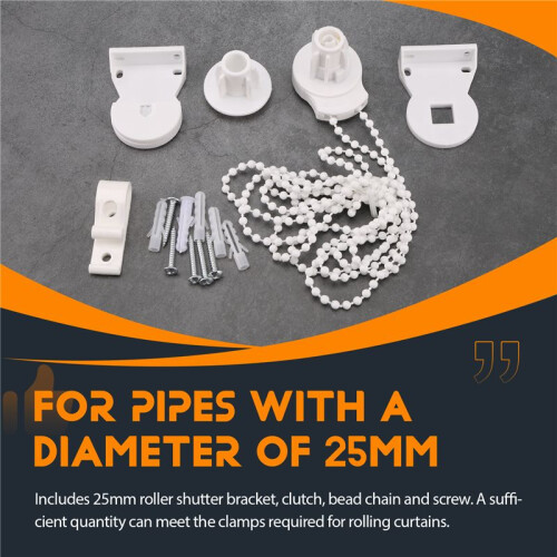 Roller Blind Fittings Kit, Roller Blinds Brackets with Beaded Chain, Curtain Roller Accessories for Windows Replacement 2