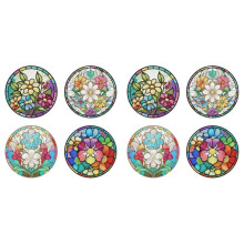 8 Stück DIY Diamond Art Painting Tischset Runde Rutschfeste Acryl-Tischsets für Tischdekoration B