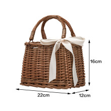 Rattan Gewebte Tasche Retro Stil Tasche Handtasche Strand Tasche Aufbewahrungs Korb Brotdose Tasche