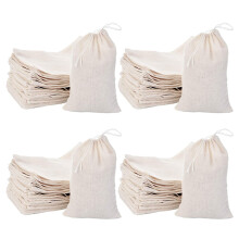 200Er Packung Baumwoll Musselin Taschen Sachet Tasche Mehrzweck Kordelzug Taschen für Tee Schmuck Hochzeitsfeier BegüNstigt Lagerung (4 X 6 Zoll)