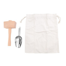 Ice Mallet and Ice Bag - Wood Hammer and Cotton Linen Bag for Crushed Ice, Bartender Kit & Bar Tools Kitchen Accessory