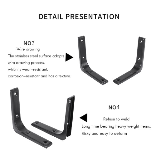 4 PCS Iron Wall Shelf Bracket, 4 x 4 Inch Heavy Duty Shelf Support Bracket Decorative Joint Angle Bracket, Black 2