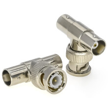 2PCS 3 Way BNC Tee Connector Male to Dual Female Splitter Adapter for CCTV Radio, Low Loss Nickel Plated