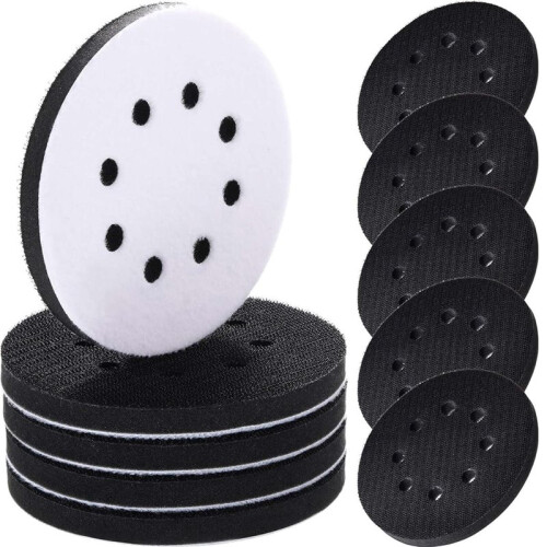 20 Pcs Soft Density Interface Pads 5inch 8 Holes Hook and Loop Sponge Cushion Buffer Backing Pad Sanding Interface Pad 1