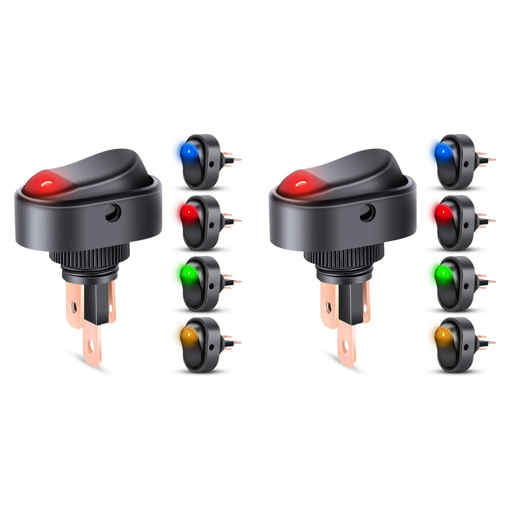 10Pcs Led Lighted Rocker 12V Illuminated Off Toggle 30A 3Pin Spst Oval Shaped 12Mm Hole Silver 6034236475848
