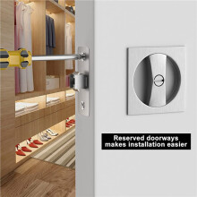 5X Bed/Bath Pocket Door Lock, Satin Nickel Contemporary Privacy Square Pocket Door Hardware, Sliding Pocket Door