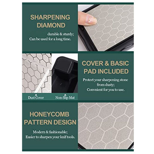 2X Double-Sided Diamond Sharpening Stone,Whetstone Honeycomb Surface Plate with Non-Slip Base(400/1000 Grit) 1