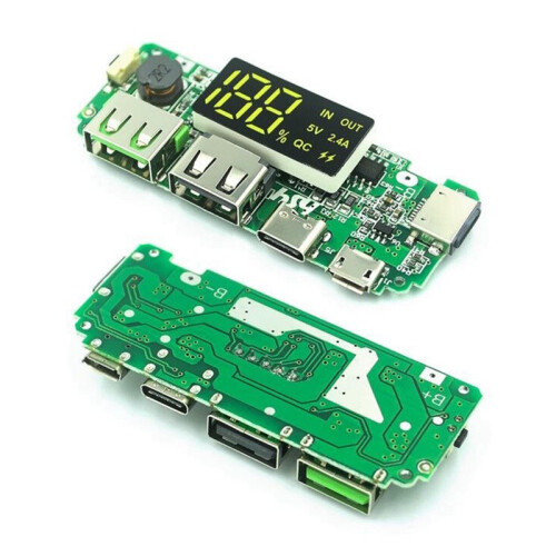 5X 18650 Lithium Battery Digital Display Charging Module 5V 2.4A Three Charging Port with Display Boost Module 2