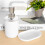 4 Pcs Plastic Bathroom Accessory Set,Bath Toilet Brush Accessories Set with Toothbrush Holder,Toothbrush Cup(White) 6