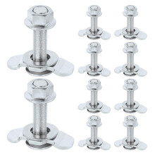 L Track Threaded Stud Fittings L-Track Threaded Double Stud Lug Fitting Tie Down, Used with L Track Rails, Silver