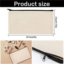 48Pcs Blank Canvas Bags Pencil Case,Canvas Makeup Bags,Plain Canvas Zipper Pouch Bags,for Painting,School,Organizer