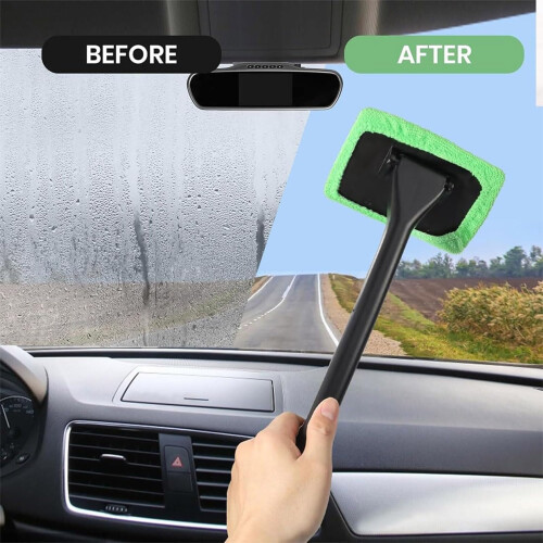 Windshield Cleaner Tool with Reusable Microfiber Pads for Streak Car Windows 2PCS Blue 1