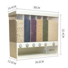 Dispensador de Arroz y Cereales Dividido Montado en la Pared de 10 Kg, 6 Estantes AutomáTicos de PláStico una Prueba de Humedad, Caja de
