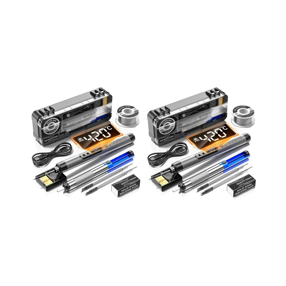 2X Cordless Usb Digital Soldering Iron Adjustable Temperature Type-C Interface Intelligent Solder Welding Iron Tool 4711843021652