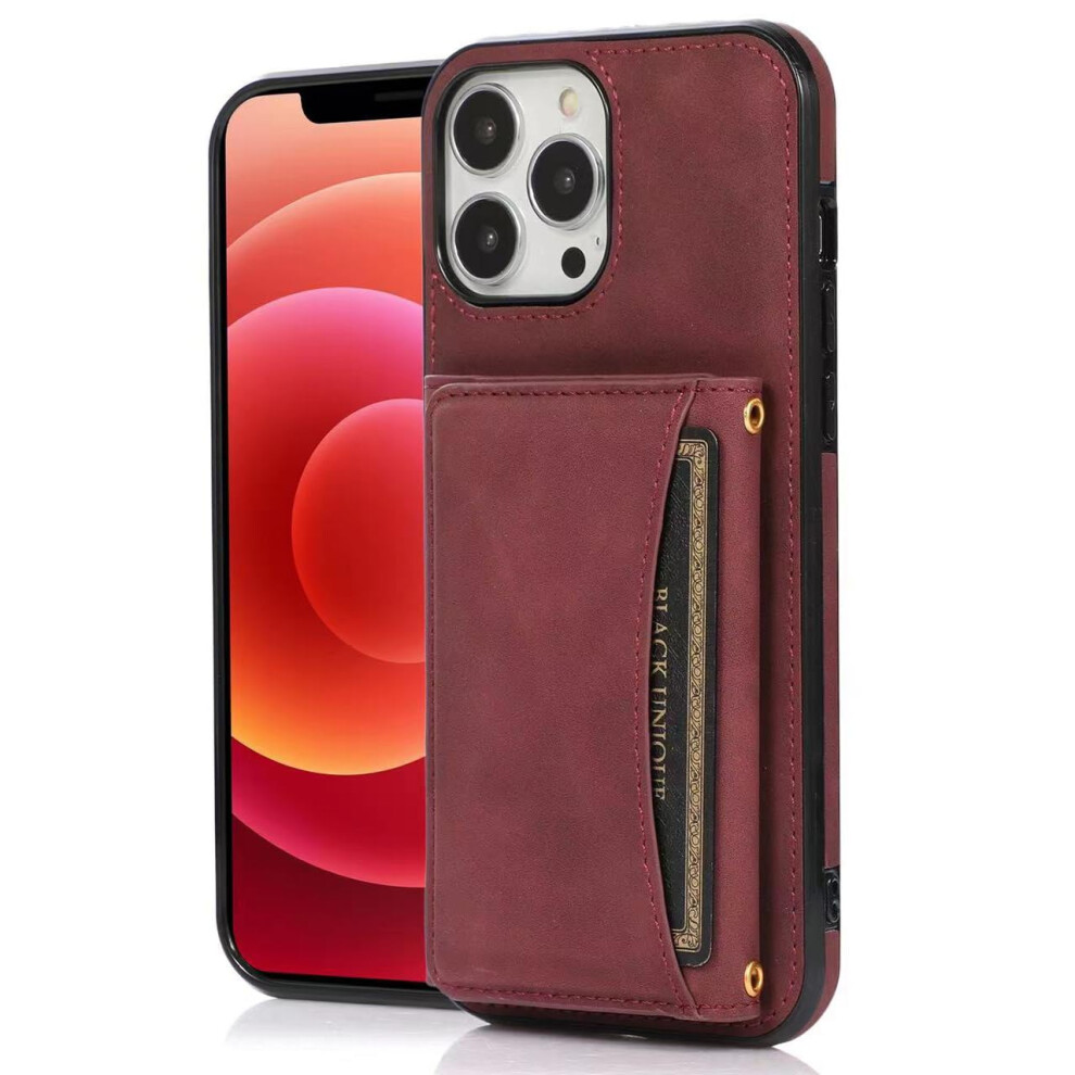 Wallet Case Magnetic Leather Flip Cover With Card Slots Kickstand And Shockproof Tpu For Iphone 16 Plus Red 9330225024323