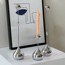 6X Silberner Kerzenhalter, Metallkerzenständer, Romantische Kunst-Tischdekoration für das Essen zu Hause, Hochzeitsfotografie-Requisiten