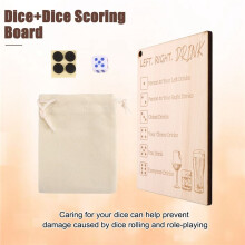 Party Game Wooden Left Right Drink Drinking Game Square Funny Adult Drinking Game with Dice Dice Tray
