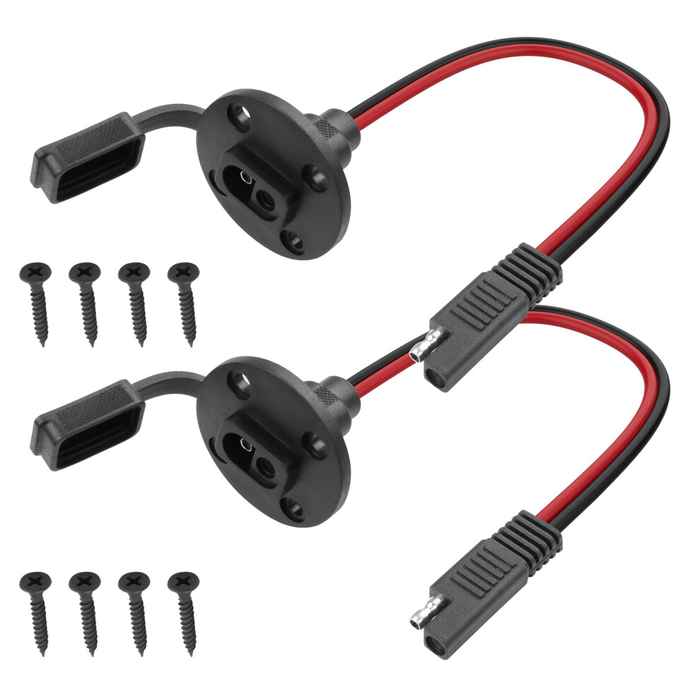 2 Pack Sae Power Socket 12Awg 1.3Ft Weatherproof Quick Connect Flush Mount Sae To Sae With Screws 9092120775082