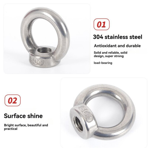 10X M8 Eye Mutter Rostfritt Stål Marine Lifting Eye Mutter  Mutter Eyelet för Kabellyft 2