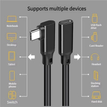 2X USB-C-Verlängerungskabel, 90-Grad-Winkel, USB 3.2 Gen2, PD 100 W, 20 Gbit/S Datenübertragung für Monitor-Casting, VR, 20 cm