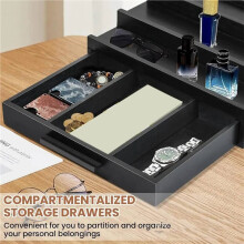 2X Perfume Tray Fragrance Rack Three-Layer Perfume Holder Fragrance Display Black Perfume Organizer with Drawers