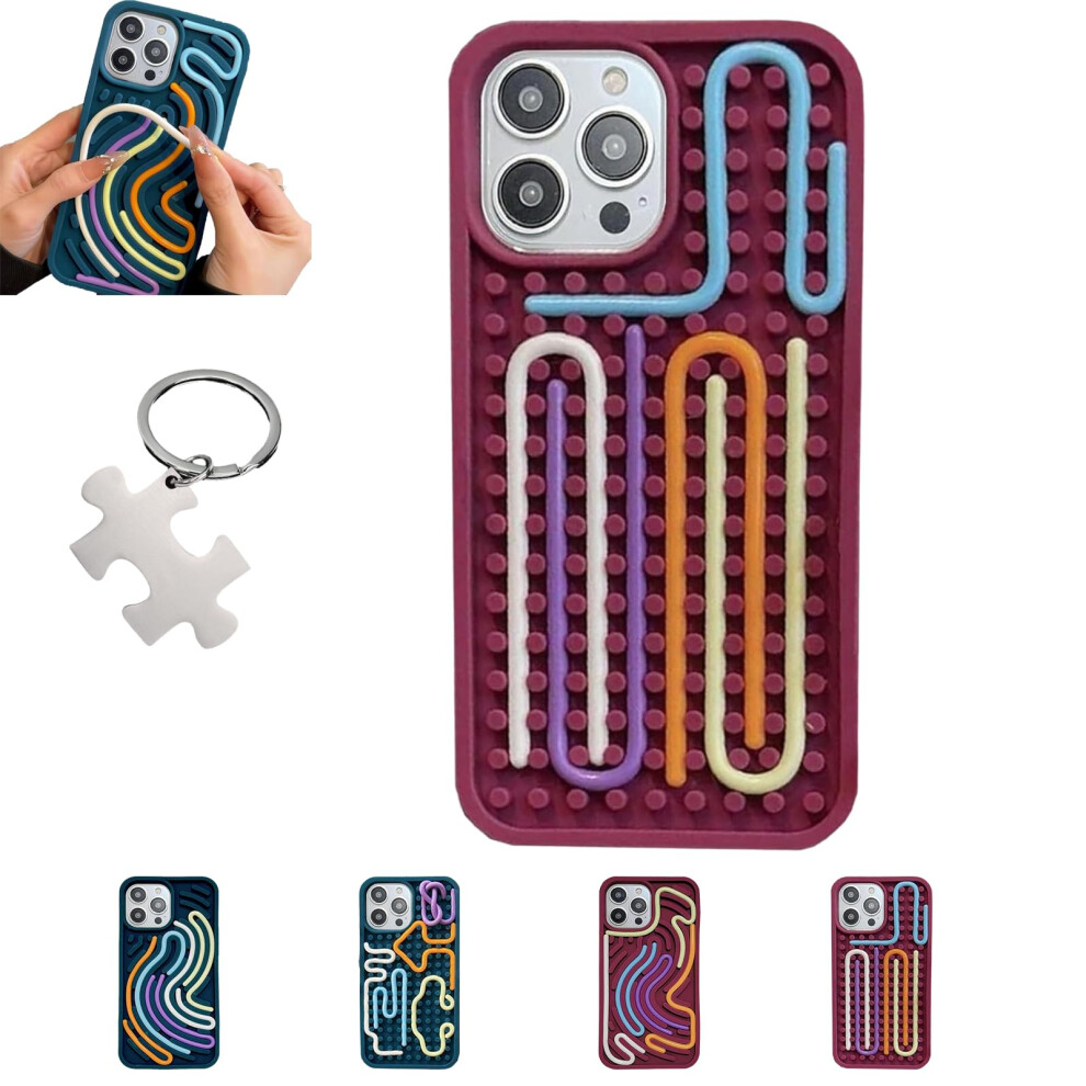 3D Silicone Phone Case For Iphone 11Â16, StressâRelief Fidget Design With Color Lines, Shockproof NonâSlip Cover 9330225024774