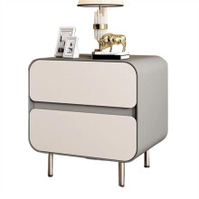 Light Grey Nightstand with 2 Drawers, Modern Bedside Table for Small Spaces Bedroom