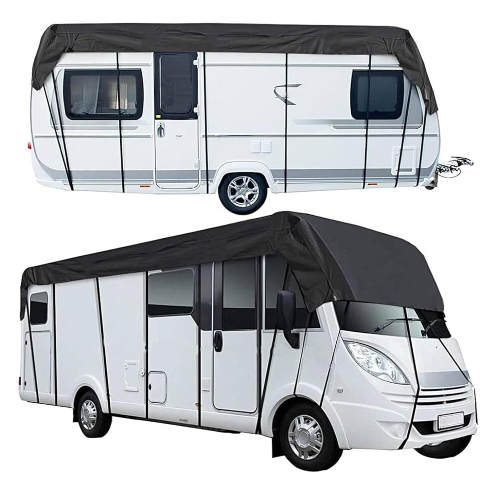 Class C Rv Cover 210D Oxford Waterproof Dustproof Roof Protector With Uv Resistance 5M3m Black 9092120246605