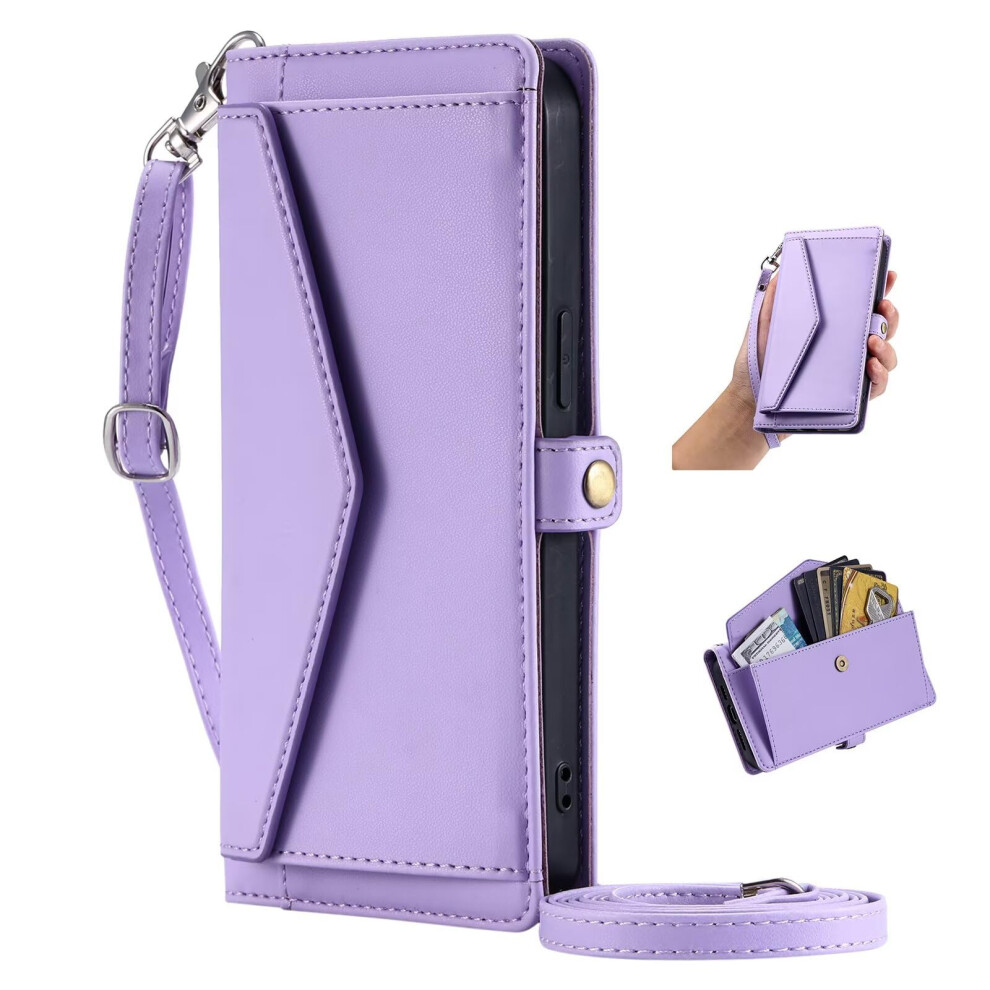 Wallet Case Pu Leather Magnetic Flip Cover With Card Slots Stand Strap For Huawei Honor 400 Lite Purple 9330225025313