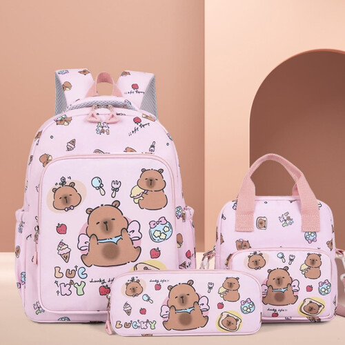 Capybara Backpack for Grades 3-6 – Cute, Spacious, Comfortable, Adjustable Straps, Back to School Gift Set