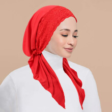 Women Lace Flower Soft Long Tails Hat Hair Headband Turban Stretch Elastic Cap