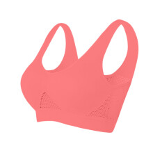Mesh Panel Sports Bra, Ventilated Wirefree Design for Hot Yoga, Gym & Maximum Breathability During Workouts Watermelon Red 34