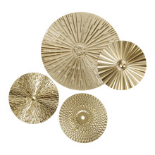 4pcs Modern Wavy Round Metal Wall Art Creative Wrought Iron Irregular Disc Wall Decoration For Home Decor Photo Shoots Golden