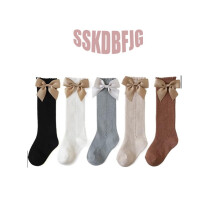 Baby Girls Knee High Socks Baby Girls Bow Stockings Cotton Uniform Stockings Dress Socks 5 Pack,0-3Mouths