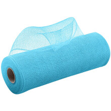 10 Inch Wide Deco Poly Decorative Mesh Ribbon Assord Color Wrapping Ribbon Rolls Decor for Home Door Wreath Decoration DIY Crafts Making, Light Blue