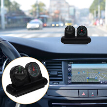 Car Compass and Thermometer Black Plastic 1Pack 3.5x1.9x1.2in