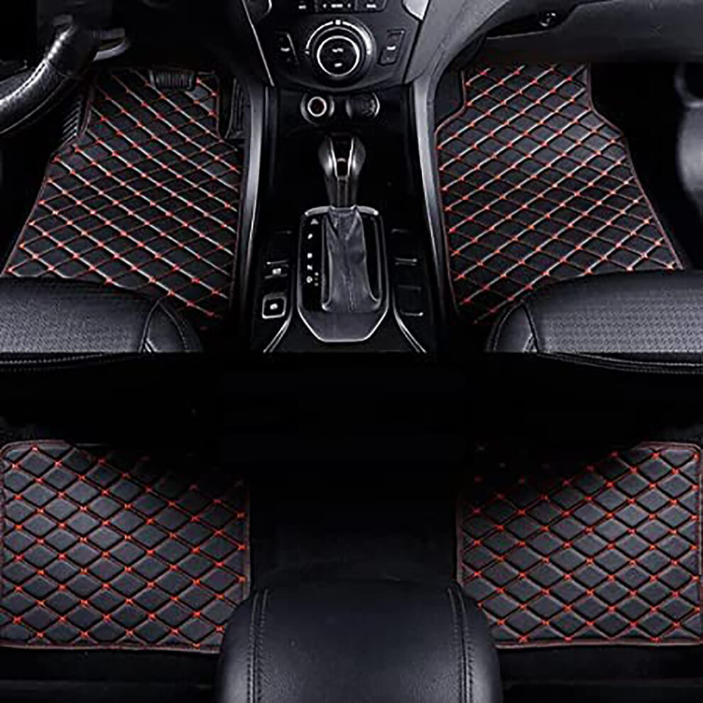 Custom Car Floor Mats For Jaguar Fpace 2016Â2019, Luxury Leather, Waterproof NonâSlip, AllâWeather Protection Black/Red 9771547622499