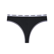 Low Rise Thong with Letter Print, Sexy Cheeky Style for Bikini, Gym & Casual Wear, Comfortable and Flirty Black S